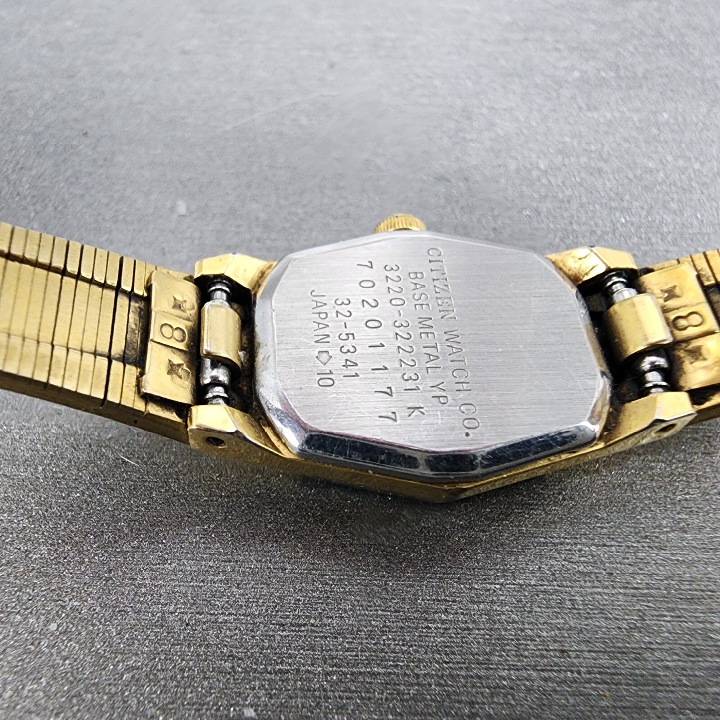 Citizen CQ Watch Women 17mm Black Dial Gold Tone Hexagon 3220322231 New Batt9