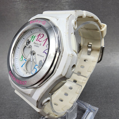 Casio BabyG Watch Women 38mm White Dial White Case Round BGA101 New Battery B!2