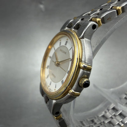 Seiko Dolce Watch Women 23mm White Dial Two Tone Round 3F31-0010 New Battery2