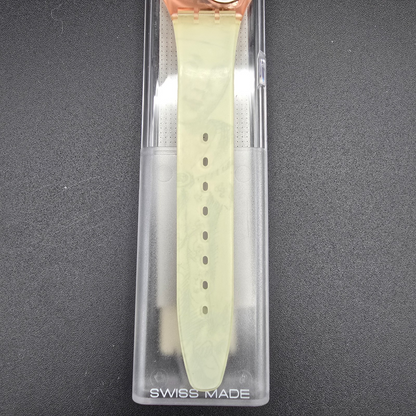 Swatch Masquerade Watch Men 34mm White Dial Pink Case GP105 New Battery NOS 32310