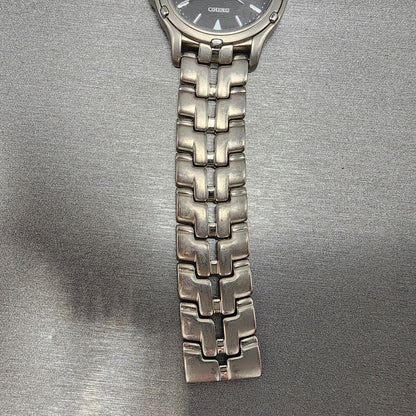 Seiko Titanium Watch Men 35mm Black Dial Gray Tone Date 7n320069 BROKEN BAND6