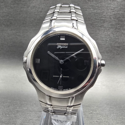 Citizen Elegance Mens Watch 38mm Black Dial Silver Tone Round 1045-S76540 NewBat0