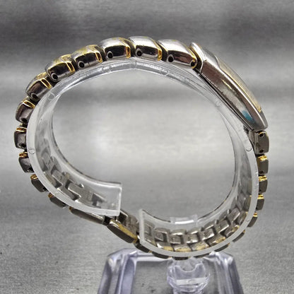 Seiko Watch Women 15mm White Dial Two Tone Rectangle 1F20-6H49 New Battery VTG8