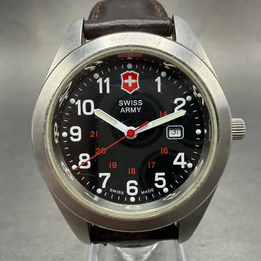Victorinox Swiss Army Garrison Watch Women 34mm Black Dial Steel Date New Batt0