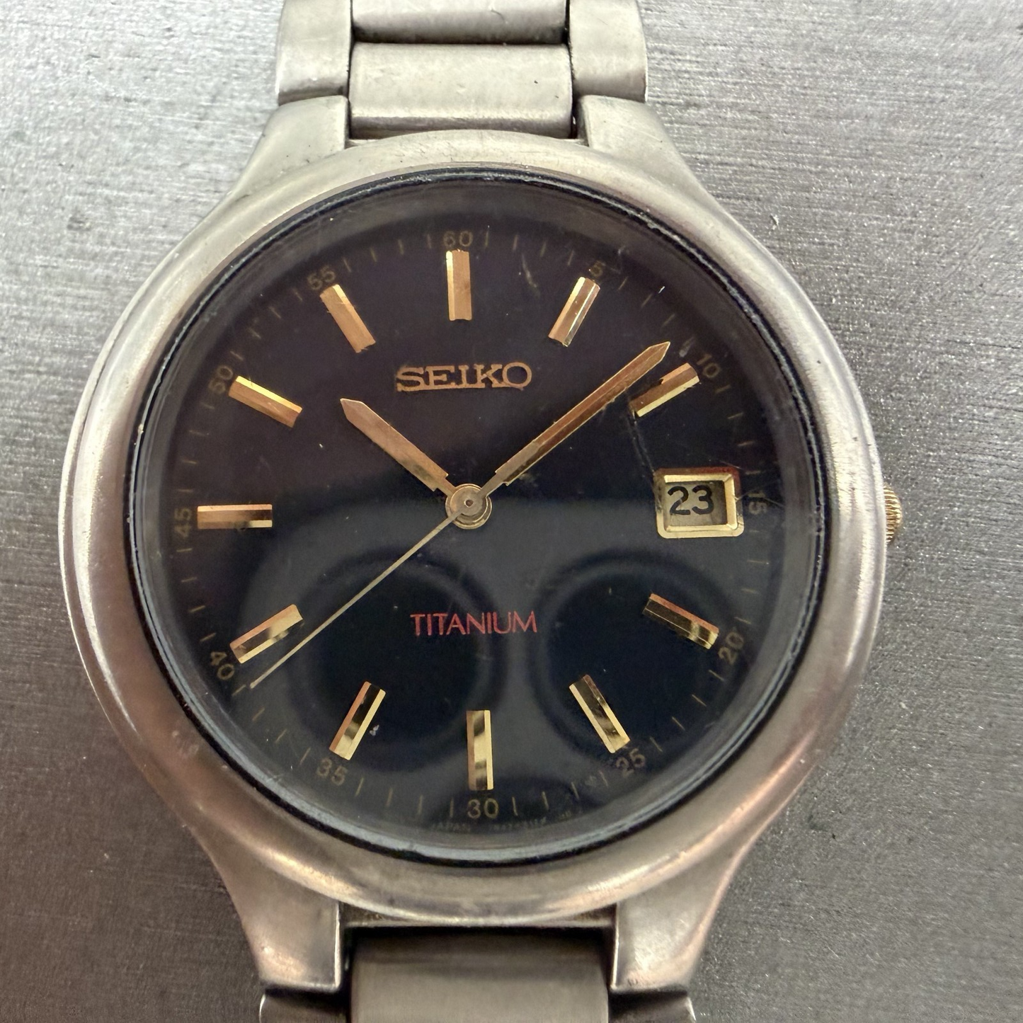 Seiko Watch Men 37mm Blue Dial Titanium Date Round Bracelet 7N428109 PARTS2