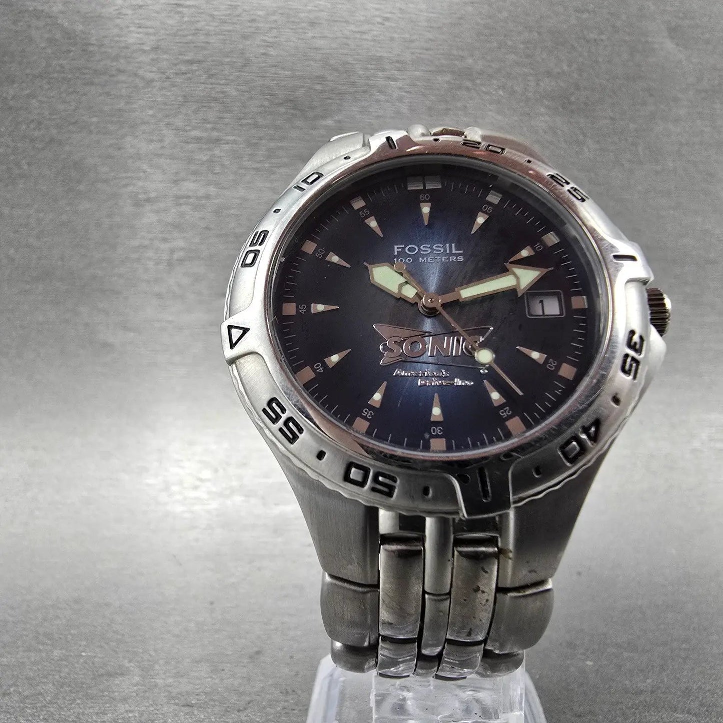 Fossil Blue Dive Watch Men 41mm Blue Dial Silver Tone Date PR-5196 New Battery5