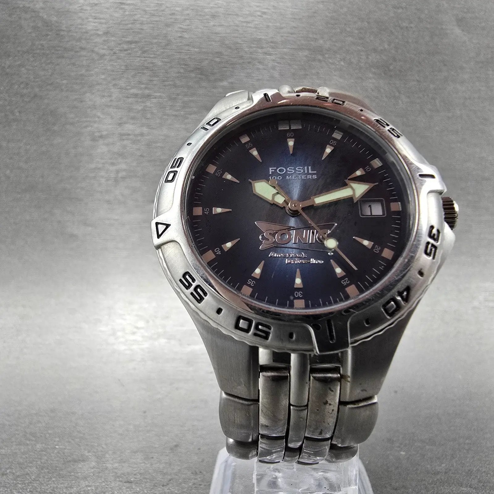 Fossil Blue Dive Watch Men 41mm Blue Dial Silver Tone Date PR-5196 New Battery5