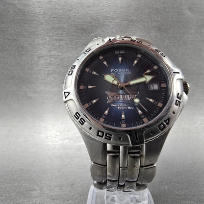 Fossil Blue Dive Watch Men 41mm Blue Dial Silver Tone Date PR-5196 New Battery5