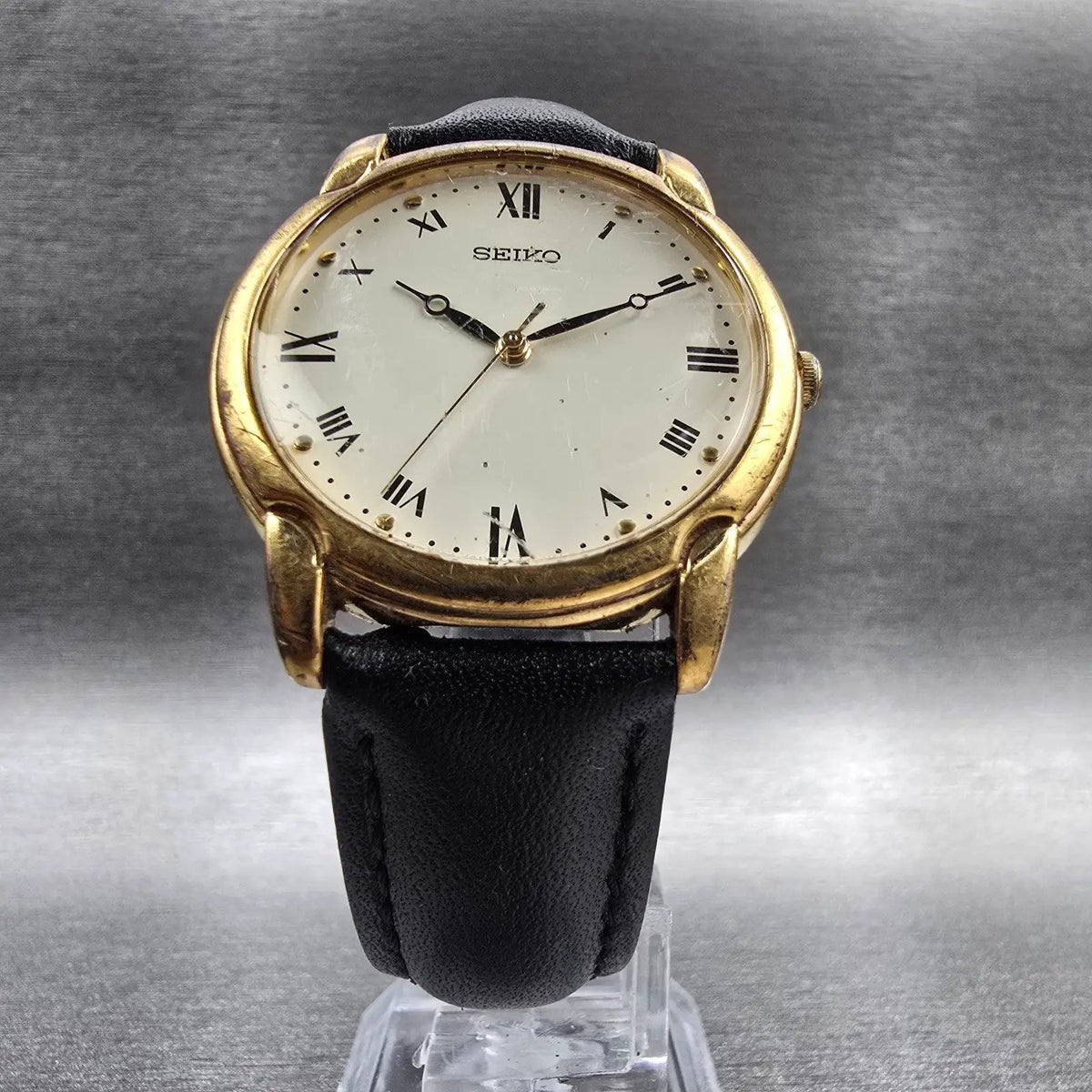 Seiko Watch Men 33mm Ivory Dial Gold Tone Round 7N01-6799 New Battery Vintage5