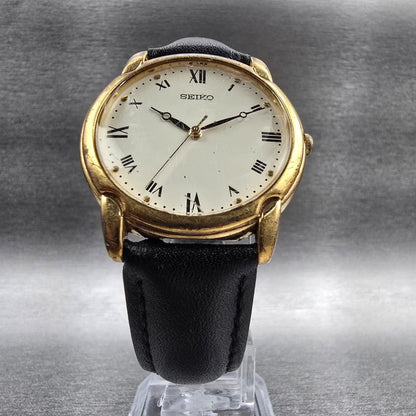 Seiko Watch Men 33mm Ivory Dial Gold Tone Round 7N01-6799 New Battery Vintage5