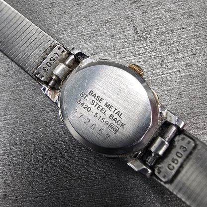 Seiko Watch Women 17mm Black Dial Two Tone Oval 5420-5159 New Battery Vintage10