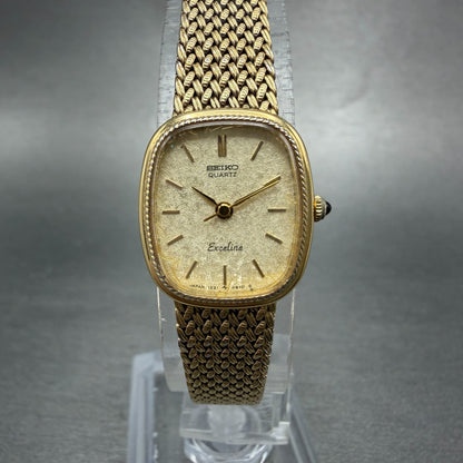 Seiko Exceline Watch Women 18mm Champagne Dial Gold Tone 1221-5410 New Battery0
