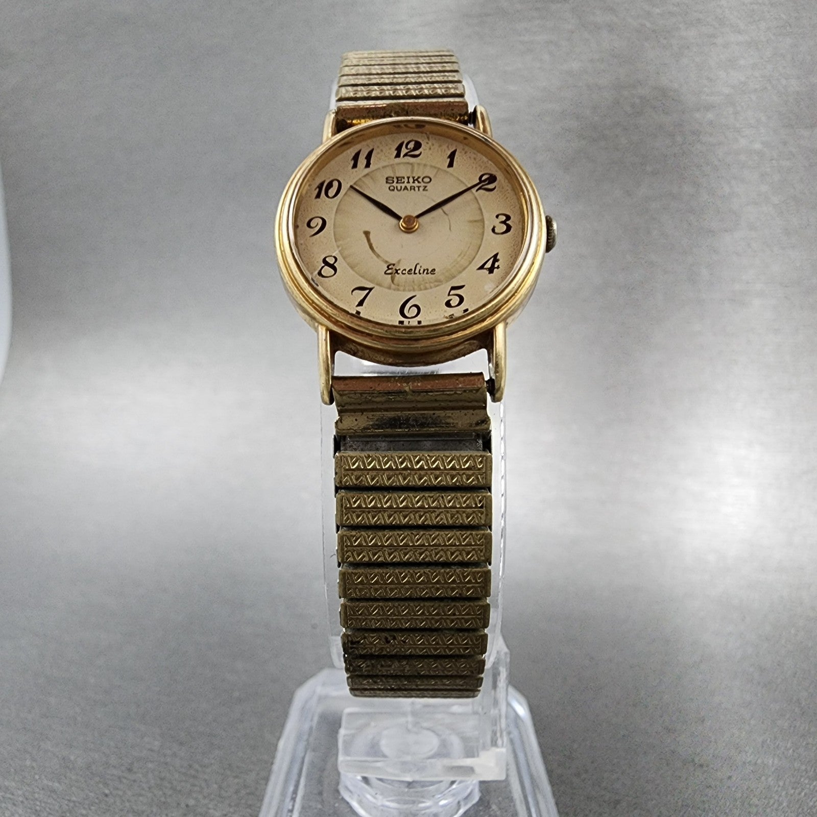Seiko Exceline Watch Women 22mm Cream Dial Gold Tone Round 23200380 New Battery5