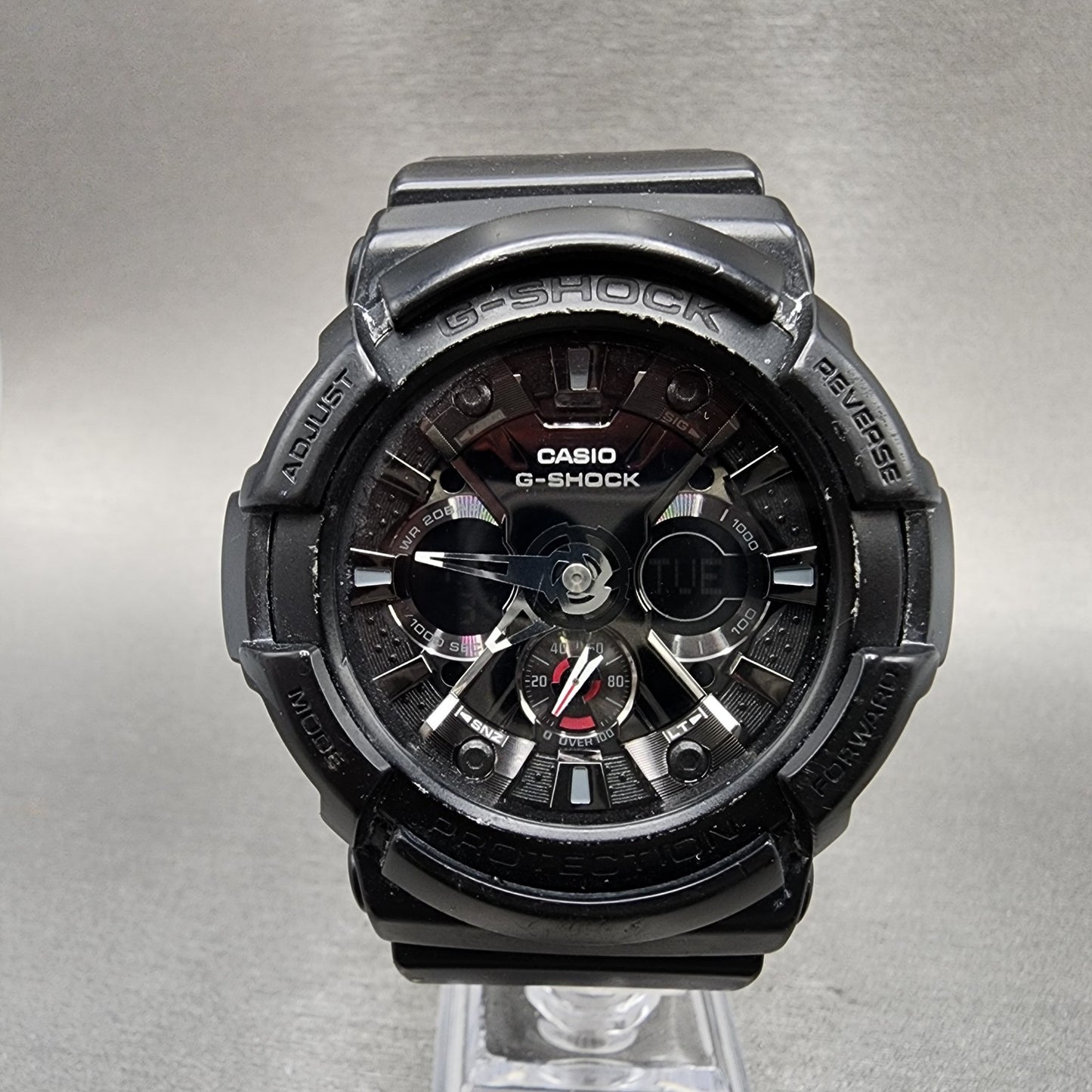 Casio GShock GA201 Watch Men 53mm Black Analog Digital Alarm Chrono New Batt0