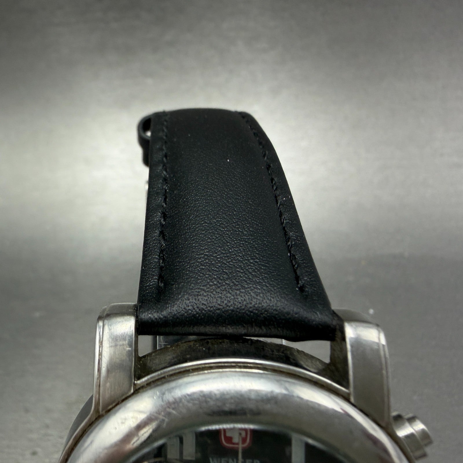 Wenger Swiss Military Chronograph Watch Men 38mm Black Dial Steel New Battery4