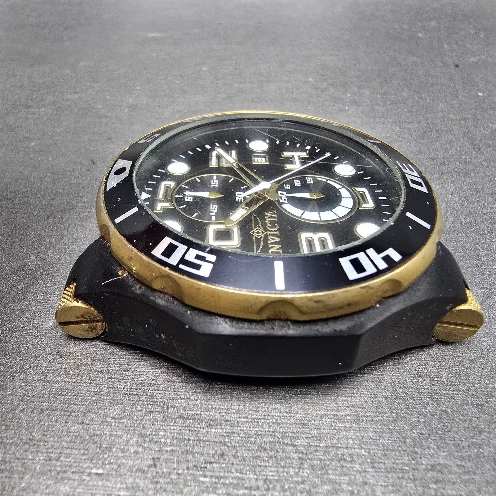 Invicta Pro Diver Chronograph Watch Men 51mm Black Dial Black Tone Date New Batt3
