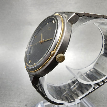 Seiko Watch Men 33mm Black Dial Black & Gold Tone Round Date 74326050 New Batt2