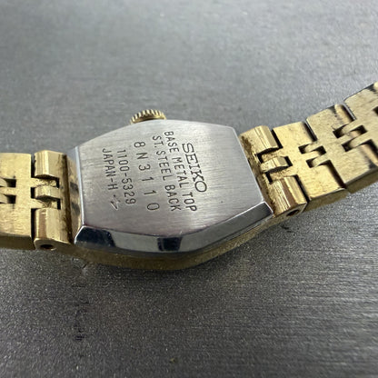 Seiko Watch Women 16mm Gold Dial Gold Tone Hexagon Manual 1100-5329 Runs9