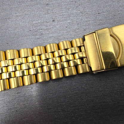 Bulova Bracelet Gold Tone 19mm Stainless Steel Y10 READ!!!!!!! Tri Folding Clasp2