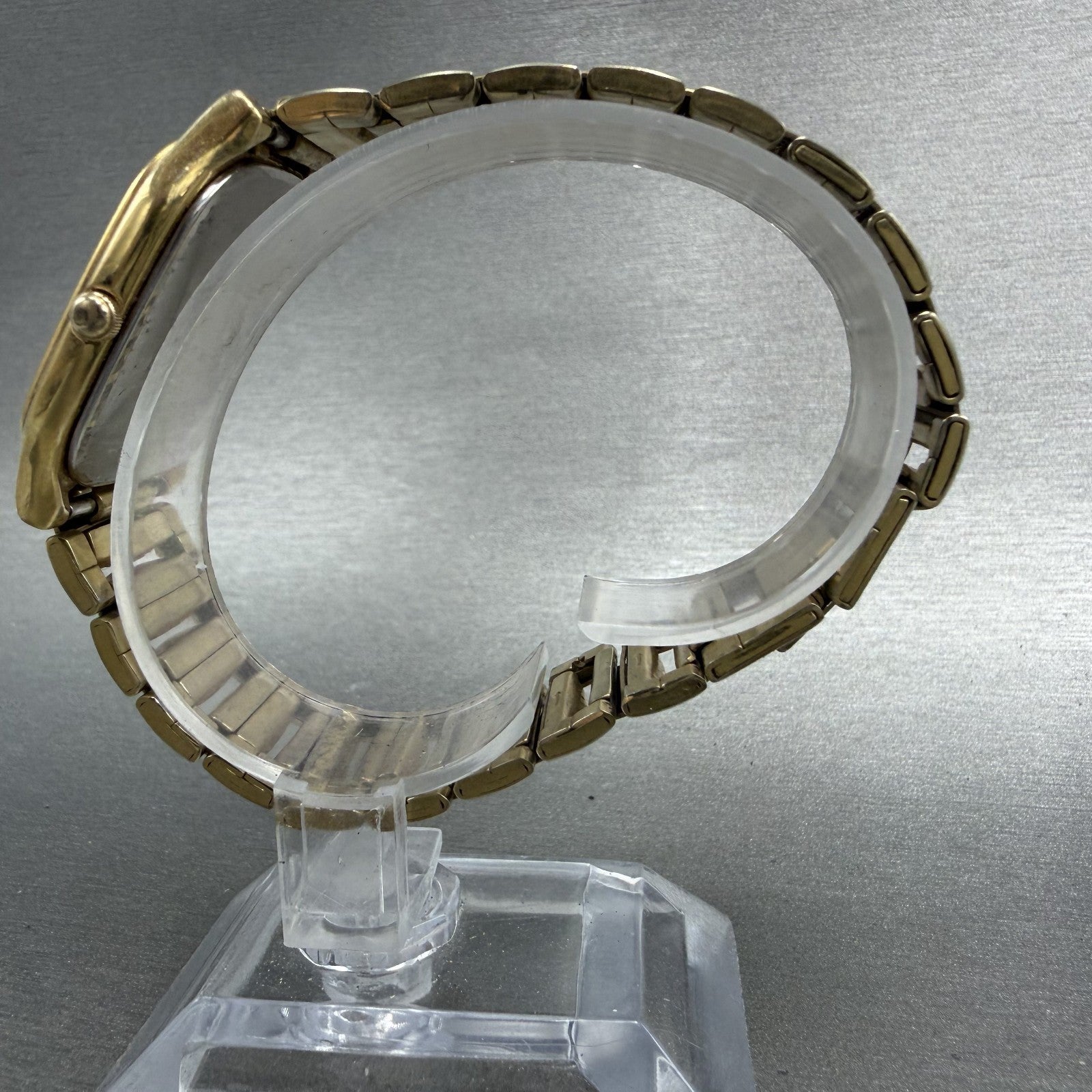 Seiko Tank Watch Men 30mm Gold Dial Gold Tone Rectangle 5y395089 PARTS7