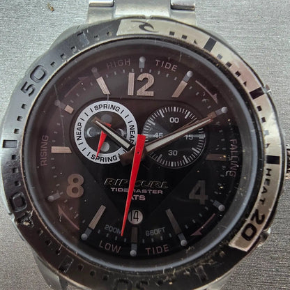 Ripcurl Tidemaster Watch Men 42mm Black Dial Titanium Date READ!!! New Battery1