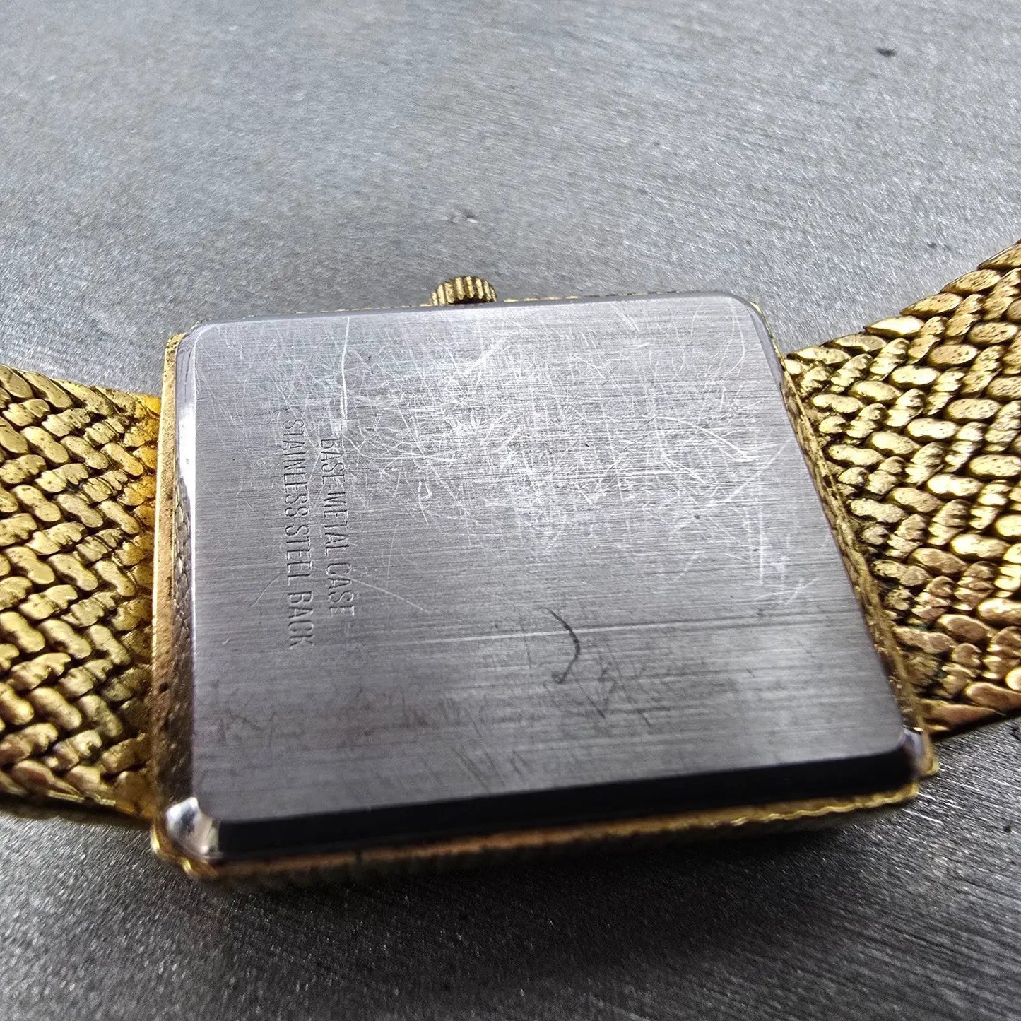 Lucien Piccard Dufonte Tank Watch Men 25mm Gold Dial Gold Tone Rectangle NewBatt9