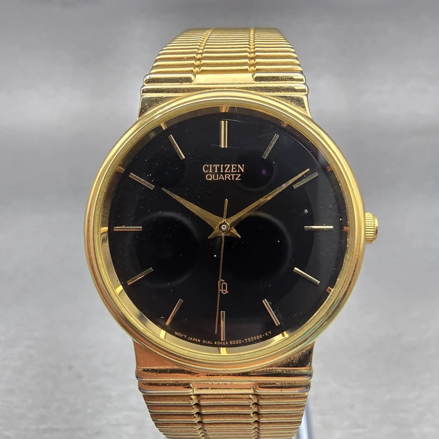 Citizen CQ Watch Men 30mm Black Dial Gold Tone Round 6030-914147 New Battery0