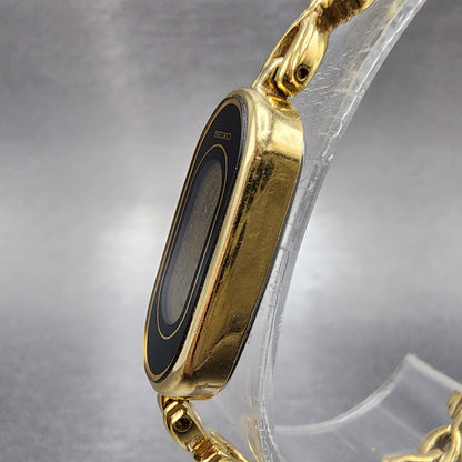 Seiko Digital Watch Women 13mm Gold Dial Gold Tone L6204000 New Battery2