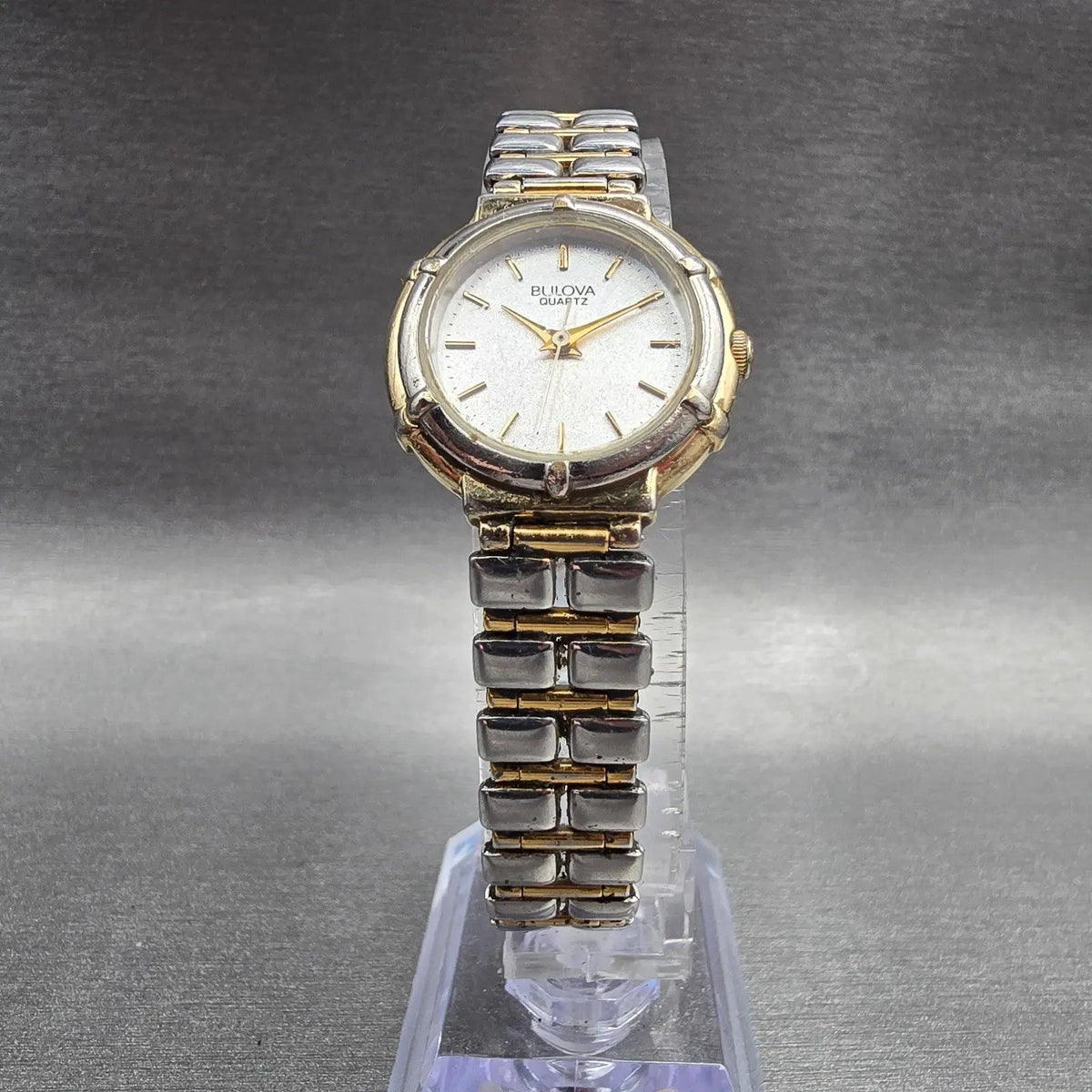 Bulova Watch Women 24mm Silver Dial Two Tone Round 90E11 New Battery5