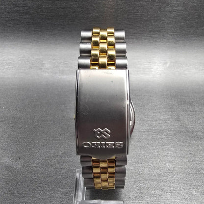 Seiko President Watch Men 35mm Gold Dial Two Tone Date Round Notre Dame New Batt7