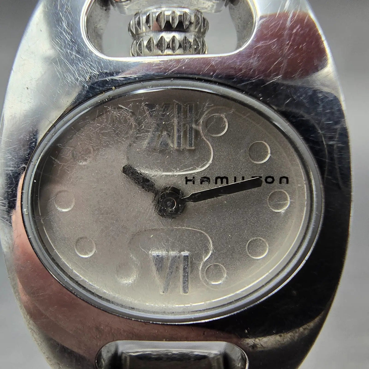 Hamilton Marylin Watch Women 21mm White Dial Steel Oval 6347 New Battery1