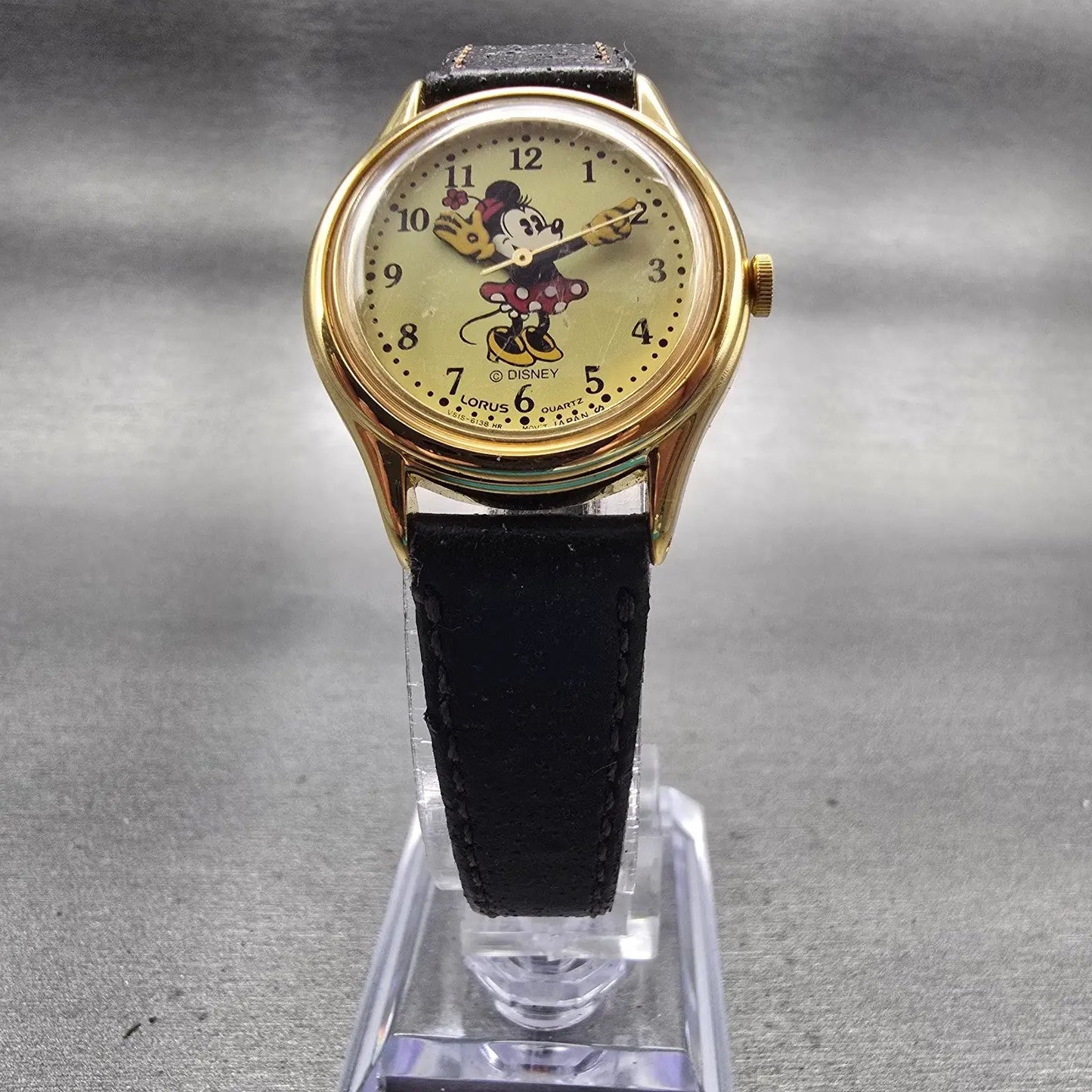 Lorus Minnie Mouse Watch Women 26mm Yellow Dial Gold Tone V515-6080 New Battery5
