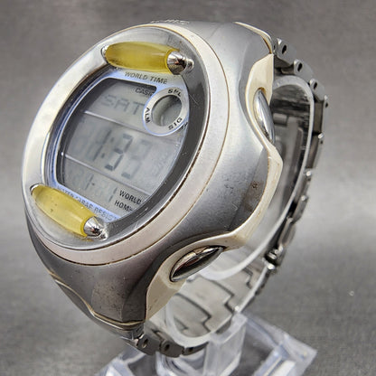 Casio Baby G Watch Women 42mm Digital Silver Tone Alarm Chrono MSG-140LV New Bat