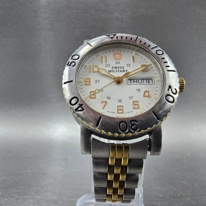 Wenger Swiss Military Watch Women 29mm White Dial Two Tone Daydate Round NewBatt5