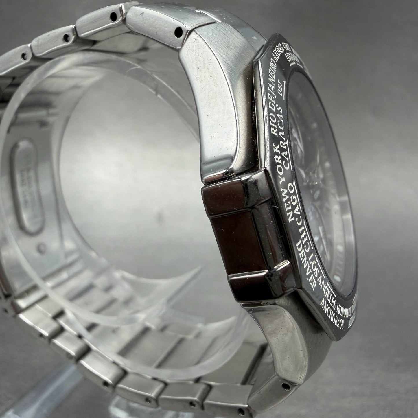 Seiko Coutura World Timer Watch Men 42mm Black Dial Steel Date 5T82-0AA0 PARTS4