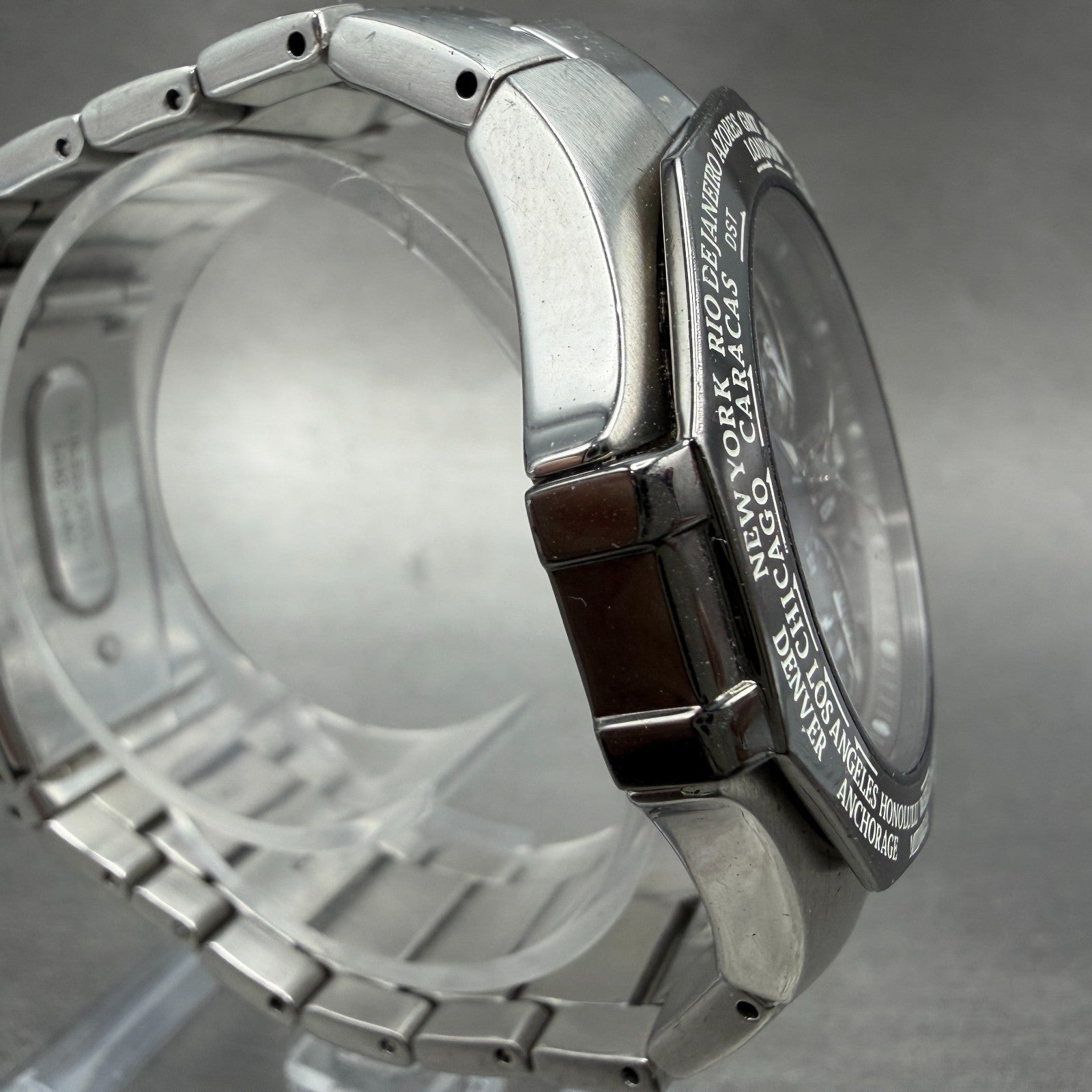 Seiko Coutura World Timer Watch Men 42mm Black Dial Steel Date 5T82-0AA0 PARTS4