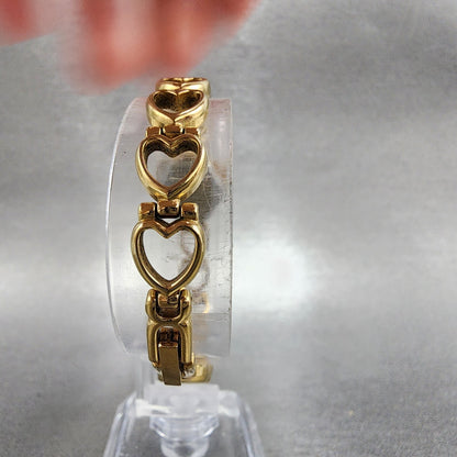 Elgin Heart Watch Women 19mm Champagne Dial Gold Tone Ruby Diamond Bezel New Bat7