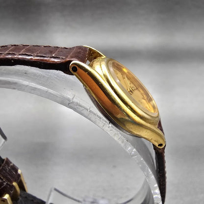 Citizen CQ Watch Women 18mm Gold Dial Gold Tone Oval 5930 New Battery Vintage3