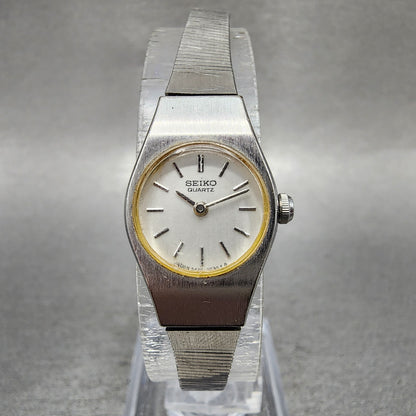 Seiko Watch Women 16mm White Dial Silver Tone Round 54200029 New Battery VTG0