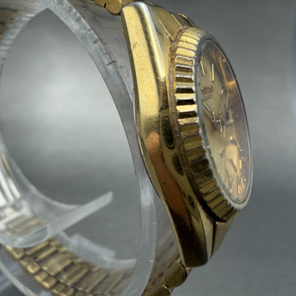 Seiko SQ Watch Women 24mm Gold Dial Gold Tone Daydate Round 3E23-0A60 NewBatt LK3