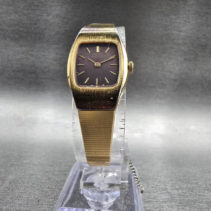 Seiko Watch Women 16mm Brown Dial Gold Tone Rectangle 2C20-5559 New Battery JP5