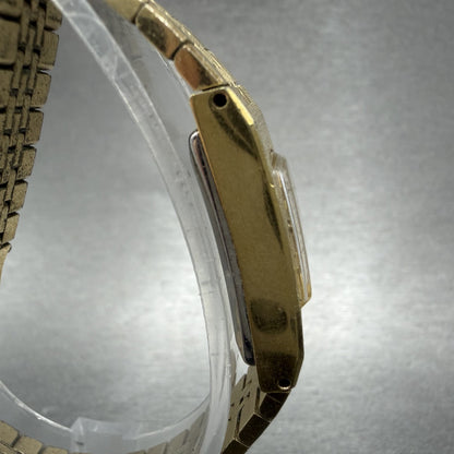 Seiko Tank Watch Women 12mm Champagne Dial Gold Tone Rectangle Manual Wind Runs3