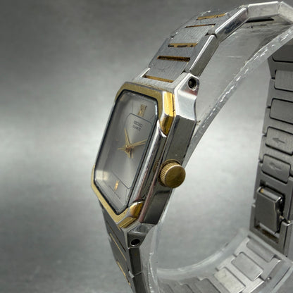 Seiko Tank Watch Women 20mm Silver Dial Two Tone Rectangle 1221-5060 New Battery2