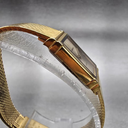 Seiko Lassale Watch Women 12mm Gold Dial Gold Tone Rectangle 2E50-5009 New Batt3