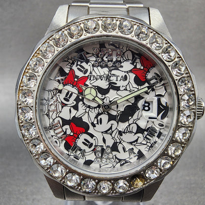 Invicta Minnie Mouse Watch Women 38mm White Dial Steel Date Round New Batt 228721