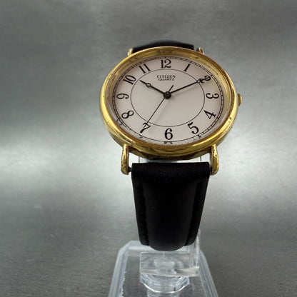 Citizen CQ Watch Men 32mm Silver Dial Gold Tone Round 3630-360788 New Battery5