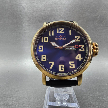 Invicta Vintage Watch Men 45mm Blue Dial Rose Gold Tone Daydate 18433 New Batt5