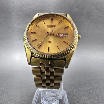 Seiko SQ President Watch Men 36mm Gold Dial Gold Daydate 5Y23-8A60 Round PARTS B6