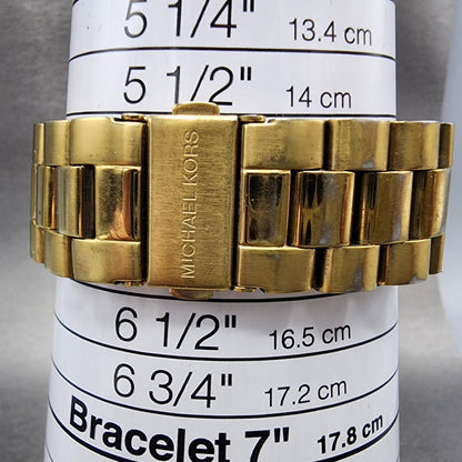 Michael Kors Runway Chronograph Watch Women 38mm Champagne Dial Gold Tone NewBat10