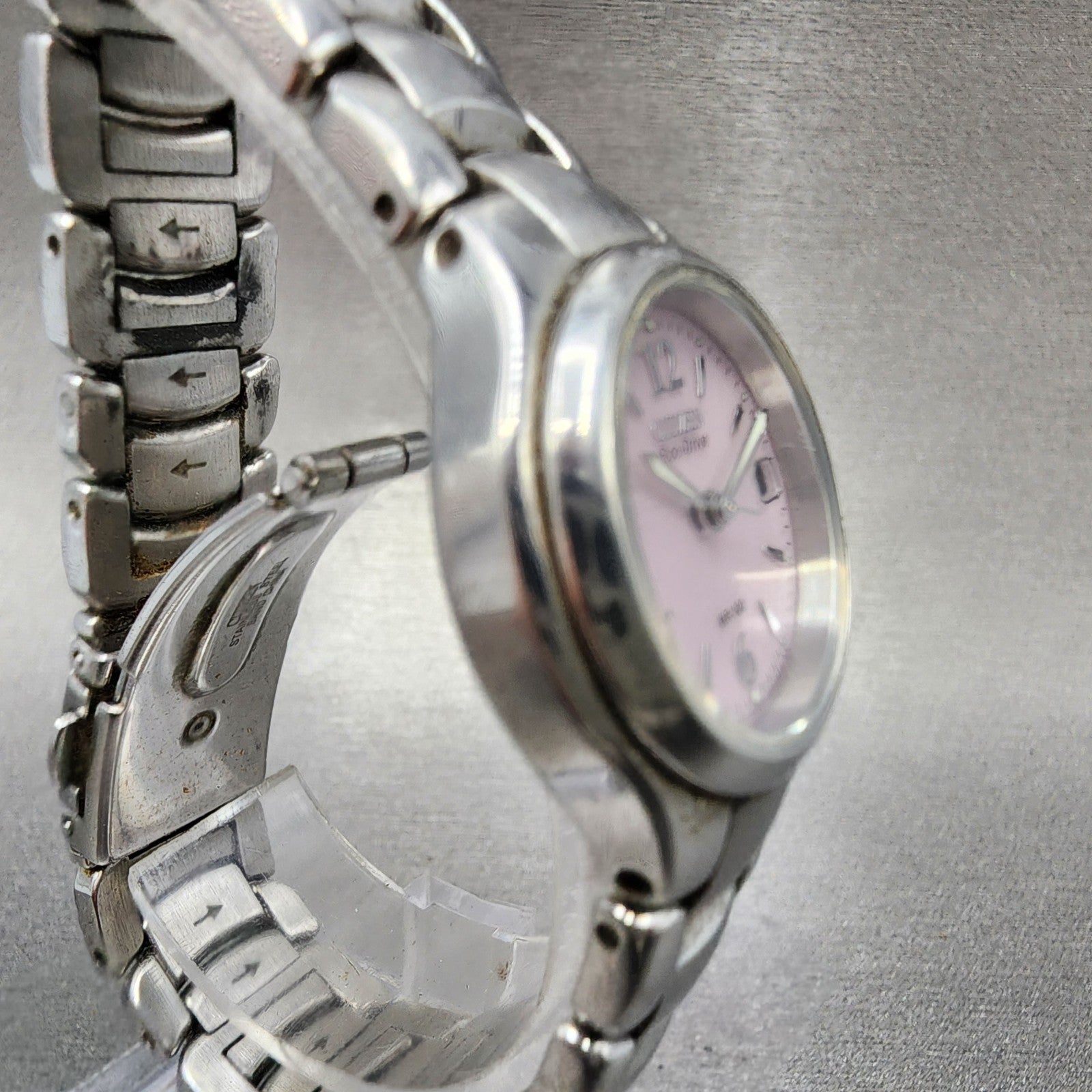 Citizen EcoDrive Watch Women 25mm Pink Dial Steel Date Round Date Round Runs3